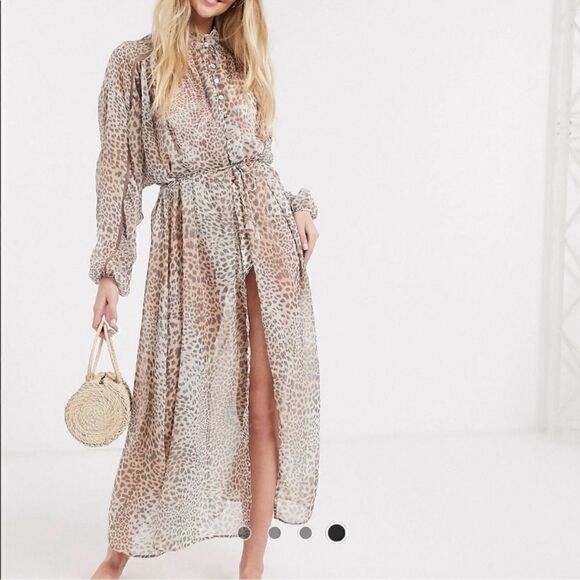 ⭕️ Power 2 the Flower Beach Celia Kimono Cover-up Cheetah Leopard - Picture 1 of 7